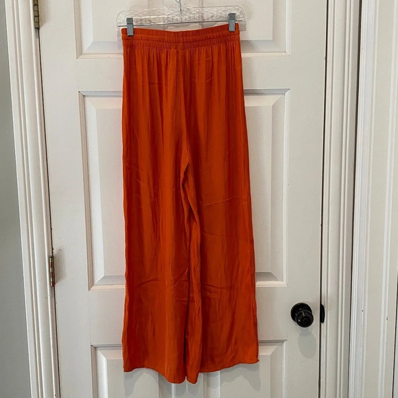 Joie Wide Leg elastic waist drawstring pants orange 16232 - Picture 2 of 11